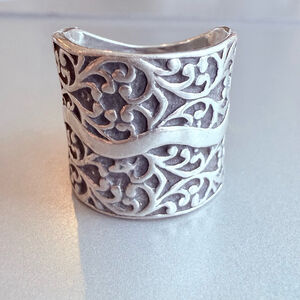 Silpada Eternal Tree Filigree 18mm Wide Band Sterling Silver 925 Retired Ring